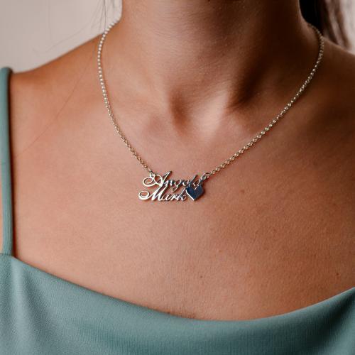 Сребърно колие с две имена по избор