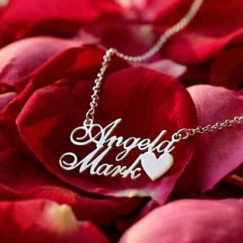 Сребърно колие с две имена по избор