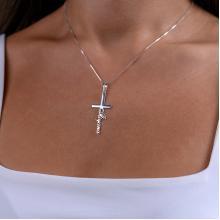 Сребърен медальон Кръст с име по избор