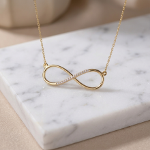 Златно колие безкрайност с циркони Златно колие безкрайност с циркони