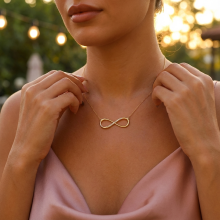 Златно колие безкрайност с циркони Златно колие безкрайност с циркони