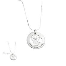 Сребърно колие Ангел с диск и гравирано послание Сребърно колие Ангел с диск и гравирано послание
