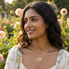 Златно сърце с ангелче и име по избор Златно сърце с ангелче и име по избор