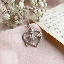 Сребърен медальон сърце Мама Сребърен медальон сърце Мама