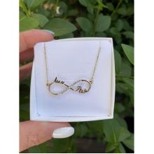 Златно колие с две имена по избор и циркони