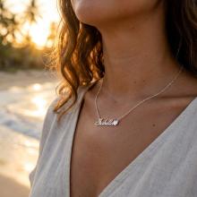 Сребърно колие с име и сърце