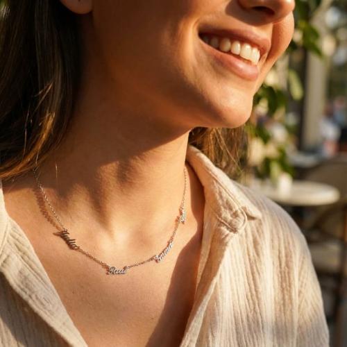 Сребърно колие с няколко имена по избор