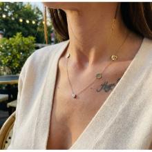 Златно колие с циркон и кръгчета с букви по избор Златно колие с циркон и кръгчета с букви по избор