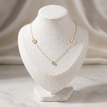 Златно колие с циркон и кръгчета с букви по избор Златно колие с циркон и кръгчета с букви по избор