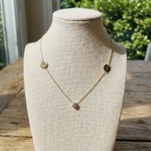 Златно колие с циркон и кръгчета с букви по избор Златно колие с циркон и кръгчета с букви по избор