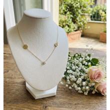 Златно колие с циркон и кръгчета с букви по избор Златно колие с циркон и кръгчета с букви по избор