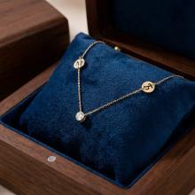 Златно колие с циркон и кръгчета с букви по избор Златно колие с циркон и кръгчета с букви по избор