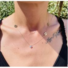 Златно колие с циркон и кръгчета с букви по избор Златно колие с циркон и кръгчета с букви по избор