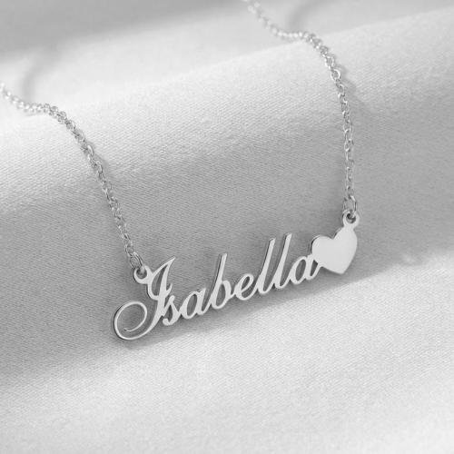 Сребърно колие с име и сърце