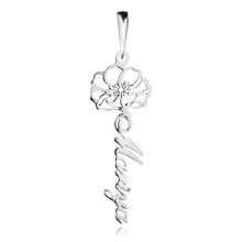 Сребърен медальон с цвете на месеца и име