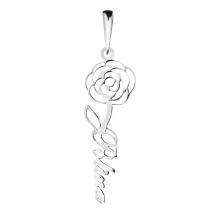 Сребърен медальон с цвете на месеца и име