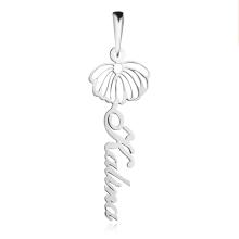 Сребърен медальон с цвете на месеца и име