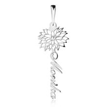 Сребърен медальон с цвете на месеца и име