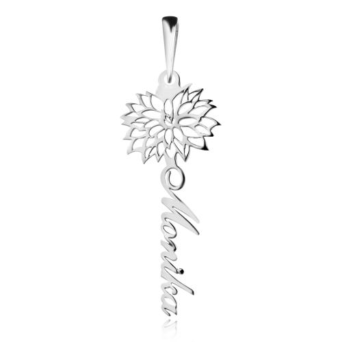 Сребърен медальон с цвете на месеца и име