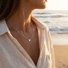 Сребърно колие със сърце и буква по избор