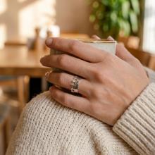 Сребърен пръстен корона с гравиране