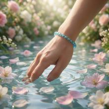 Гривна със златни топчета и сини мъниста R10