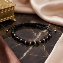 Гривна със златни топчета и черен оникс R4