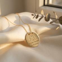 Златно Колие с рождените данни на вашето бебе