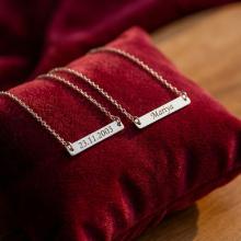 Сребърно колие с плочка и възможност за гравиране