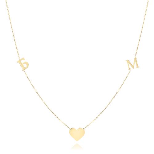 Златно колие със сърце и буква по избор