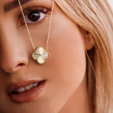 Златно колие Диамантена детелина-10мм