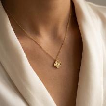 Златно колие Диамантена детелина-11мм