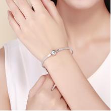 Твърда сребърна гривна за талисмани