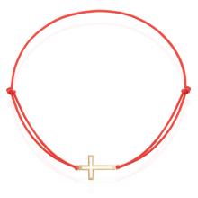 Гривна с червен конец и 14 карата златен елемент кръст Гривна с червен конец и 14 карата златен елемент кръст