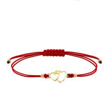 Гривна с червен конец и златен елемент две сърца Гривна с червен конец и златен елемент две сърца