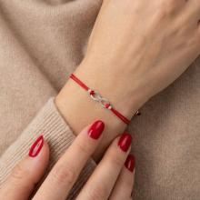 Гривна с червен конец и сребърен елемент безкрайност В49 Гривна с червен конец и сребърен елемент безкрайност В49