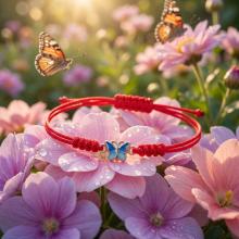 Гривна с червен конец и златен елемент Пеперуда Гривна с червен конец и златен елемент Пеперуда