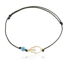 Гривна с черен конец и златен елемент Ръката На Фатима