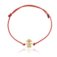 Гривна с червен конец и 14 карата златен елемент момиченце