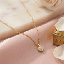 Златно колие Сърце с диаманти