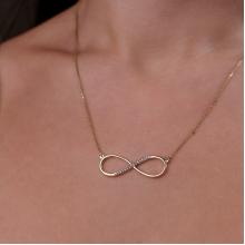 Златно колие безкрайност с циркони Златно колие безкрайност с циркони