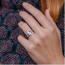 Сребърен Пръстен с гравирани инициали по избор със сърце и циркони