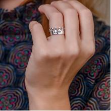 Сребърен пръстен корона с гравиране